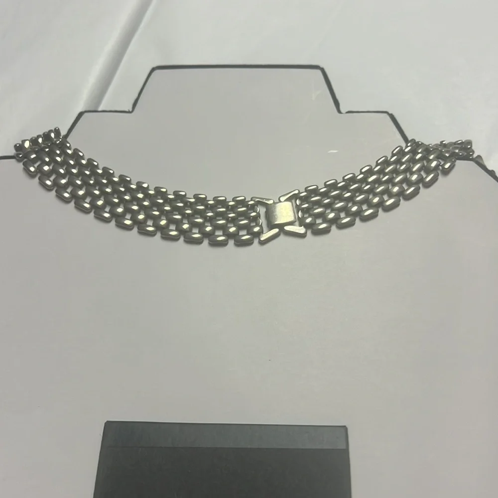 Vintage mid century silver seven row estate Panther Weave necklace - Picture 3 of 4